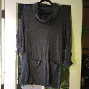 INC Woman grey ribbed cowl neck sweater dress 1X